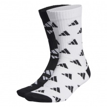 adidas Sport Socks Crew Cushion 3-Stripe Graphic Logo black/white - 2 Pairs